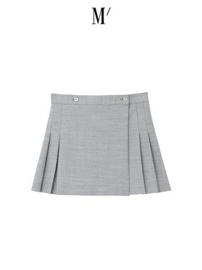 Marchen wool wrap pleated skirt